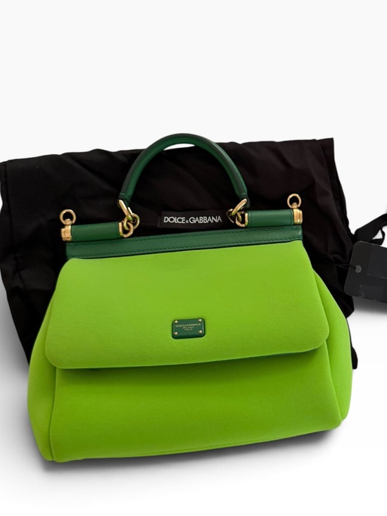 Dolce & Gabbana Handbags - Dolce & Gabbana Neon Green Small Sicily Top-Handle Satchel w/ green leader Trim